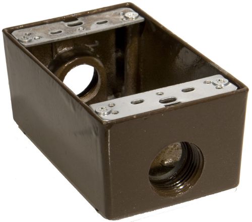 Weatherproof Boxes 1 Gang 18 Cubic Inch Capacity 3 Outlet Holes 0.5&#034; D Bronze Lu