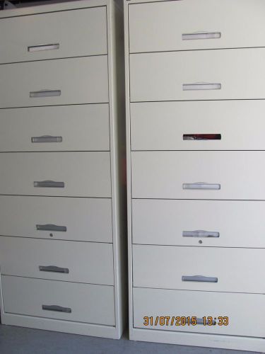 2 Sets of Holga File cabinets-7 draws each-86-87&#034; hgt, 3&#039;wide, 13-14&#034; depth