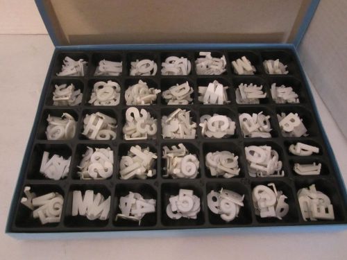 Used White Plastic Set of Letters, Numbers &amp; Symbols, Uppercase, 1&#034; Approx. 265