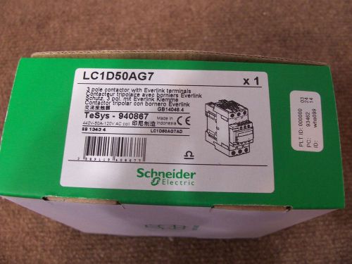 SCHNEIDER ELECTRIC,Contactor LC1D50AG7   120VAC COIL, 3-POLE,  NEW