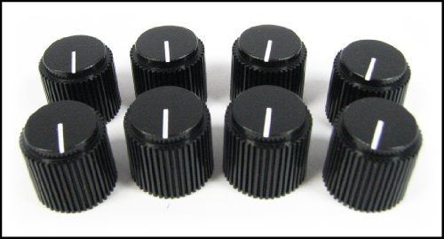 8-pack Potentiometer Knobs: Black Ribbed with White Line