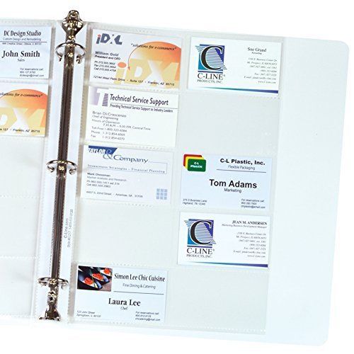 C-Line Business Card Holder Pages, Poly without Tabs, 20 Cards/Page, 11 x 9 10