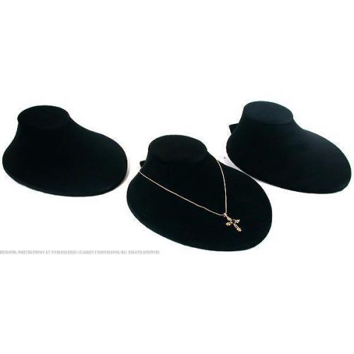 3 Black Velvet Necklace Bust Displays