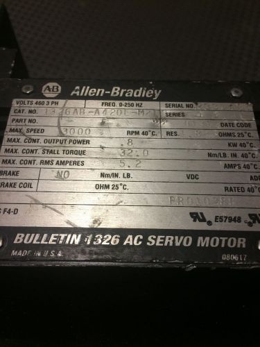 ALLEN BRADLEY 1326AB-A420E-M2L SERIES B SERVO MOTOR