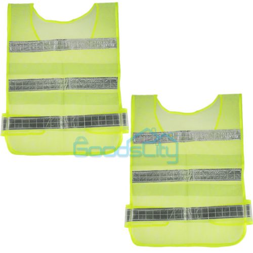 2Pcs High Safety Security Visibility Reflective Vest Gear Coat  Stripe Green