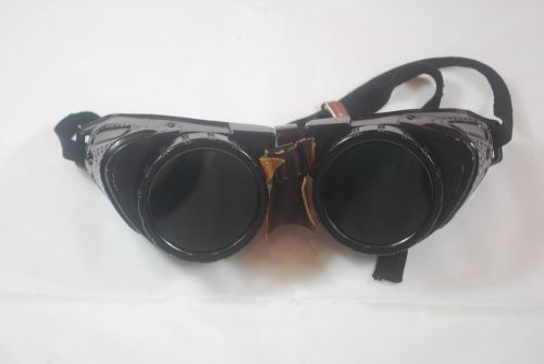 Vintage Steampunk Welding Goggles w/ Leather Nose Piece