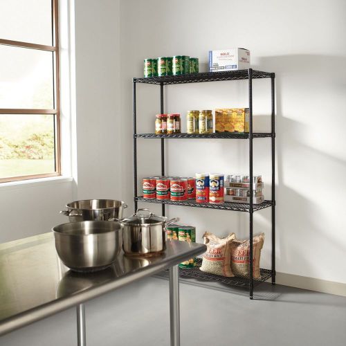 48&#034; x 18&#034; 4-Shelf Wire Shelving Unit, Black AB97462