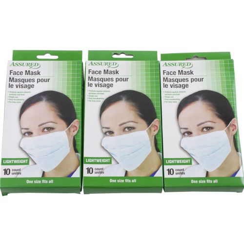 30 assured disposable face masks respiratory dust pollen flu colds protection for sale