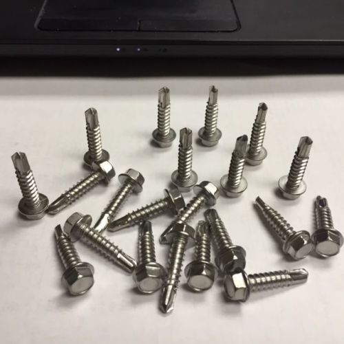 14 x 1-1/2  Hex Washer  Self-Drilling Screws 410 Stainless Steel 250 count