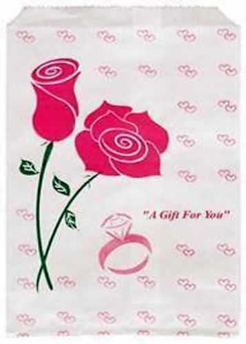 100 jewelry paper gift shopping bag 5x7 #2 pink rose for sale
