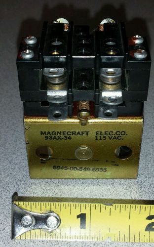 Magnecraft 93ax-34 relay 115vac 10a 2 pole double throw 8 pin all function for sale