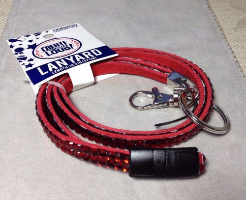 Lanyard by HORIZON 2 Rows Reflective 1/8&#034; x 1/8&#034; Red Stones 016318289426