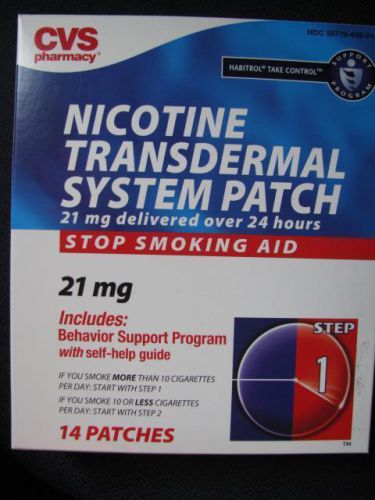 CVS Nicotine Transdermal System Patch 21 mg STEP1 Stop Smoking 7 Patches #133177