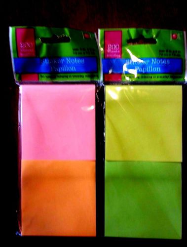 STICKY/POST IT LIKE NOTES 4 PADS 3X3 400 TOTAL ASSORTED BRIGHT NEON COLORS!!!!