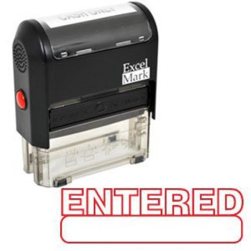 ExcelMark ENTERED Self Inking Rubber Stamp - Red Ink (42A1539WEB-R)