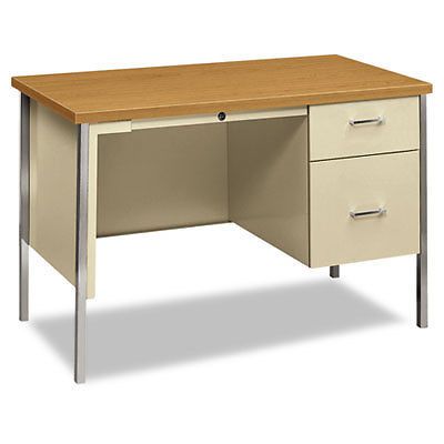 34000 Series Right Pedestal Desk, 45 1/4w x 24d x 29 1/2h, Harvest/Putty