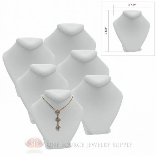 (6) 2 5/8&#034; Pendant Necklace White Leather Mini Jewelry Bust Display Stand