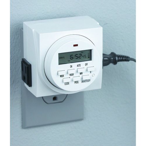New Digital Electric On Off Timer Dual Outlet Switch Lights