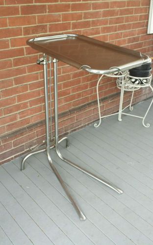 Vintage medical mayo surgical instrument stand tray stainless with foot lever for sale