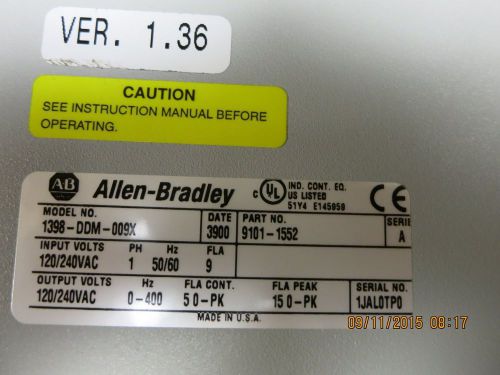 1398-DDM-009X Allen Bradley Ultra Series Indexing Servo Drive