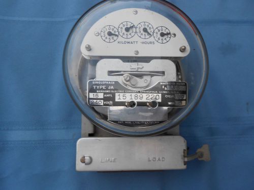 Vintage Sangamo Corp Electric Meter 15 Amps,240Volts,  #3Wire, Type JA