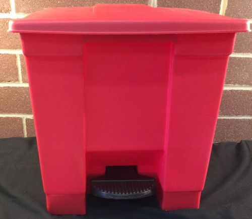 Rubbermaid 8 Gallon Step-On Plastic Waste Containers Red Durable