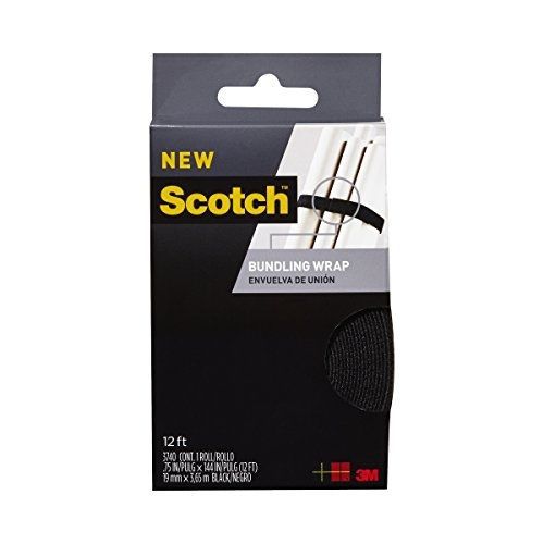 Scotch RF3740 Bundling Wrap, 0.75-Inch x 12-Feet, Black, 1-Pack