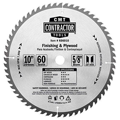 Cmt k06010 itk contractor finish &amp; plywood saw blade, 10 x 60 teeth, 10° atb for sale