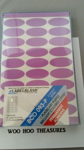 2,700 LABEL BLANK 1&#034; X 2 1/4&#034; Purple Oval Labels Permanent Adhesive