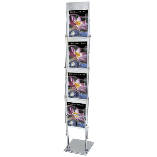 Clear View Literature Displ 4 tiered 2-sided acrylic and metal literature holder