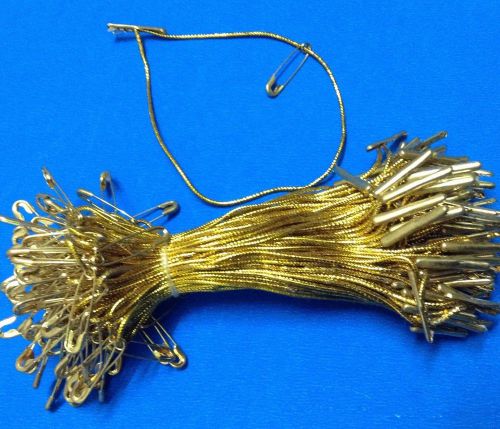 100 pcs Clothing Gold Rope Safety Pin Lanyard Tag Rope Snap Tabs Hang Tag String