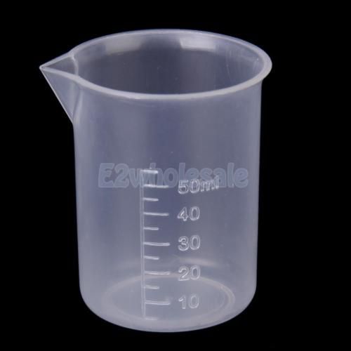 5x plastic kitchen lab graduated beaker measuring cup measurement test tool 50ml for sale