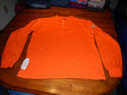 orange bulwark france protective apparel fire resistant henley shirt mens large