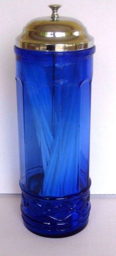 Cobalt blue straw dispenser for sale