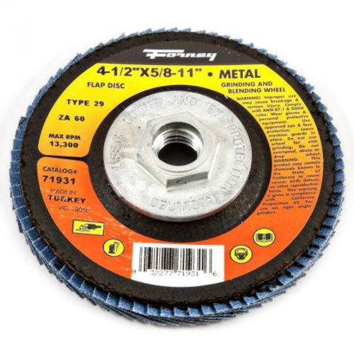 60-grit, 4-1/2&#034; flap disc, type 29 blue zirconia with 5/8&#034;-11 threaded arbor for sale
