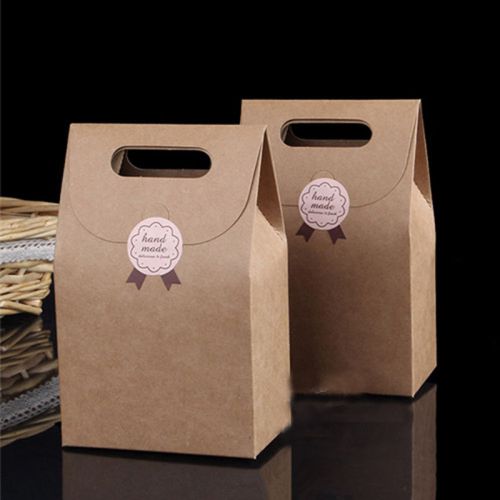 10 PSC Kraft Brown Paper Handle Shopping Gift Merchandise Carry Retail Bags