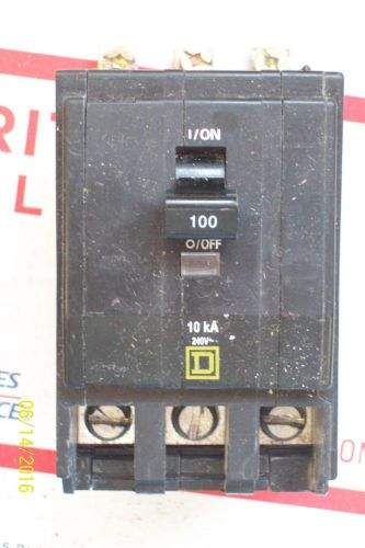 Square d circuit breaker type qob 100 amp 3 pole metal clip yellow face qob3100 for sale