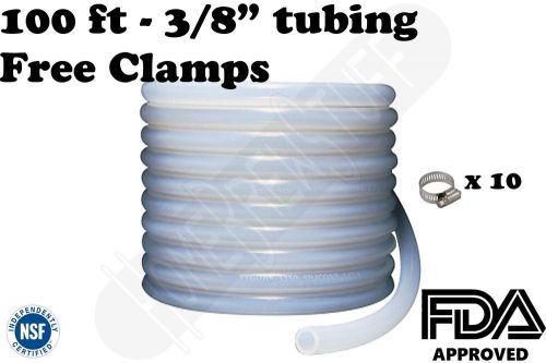 3/8&#034; High Temp Silicone Tubing 100&#039; Free Clamps, Beer Homebrew Home Brew Brewing