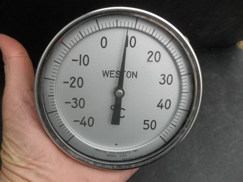 Vintage 1958 weston industrial thermometer 5&#034; dial model 4500 stainless nos mib for sale
