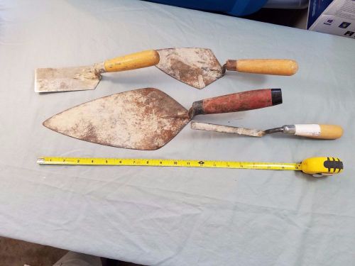 4 Piece Used Trowel Lot Bricklayers Tuck Pointers  Marshalltown
