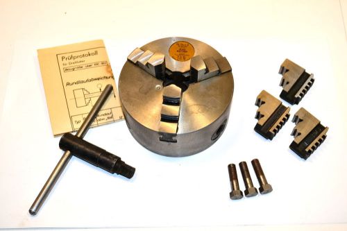 Nos  roto record germany 110mm 4-1/4&#034; 3 jaw chuck c/w 2 sets of jaws #wr72a410 for sale
