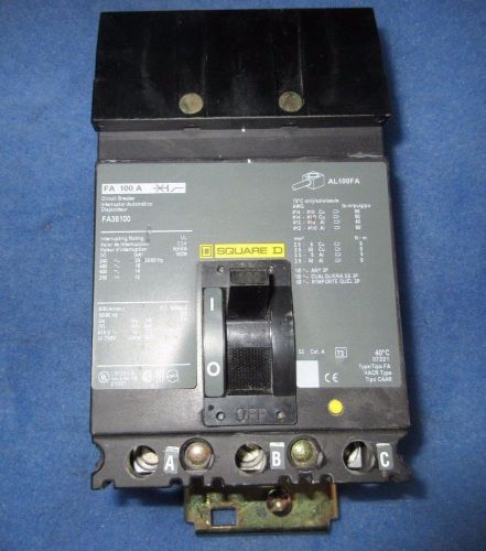 Square D FA36100 I-Line Circuit Breaker 3 Pole, 100 Amp, 600 Volt 2 yr warranty