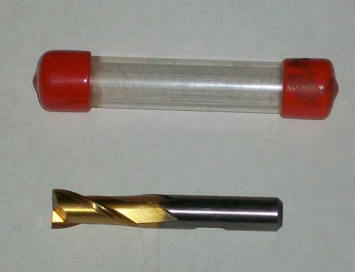 7/16 hss cobalt tin coated end mill 2 flutes loc 13/16 shank 3/8 2 1/2&#034; long new for sale