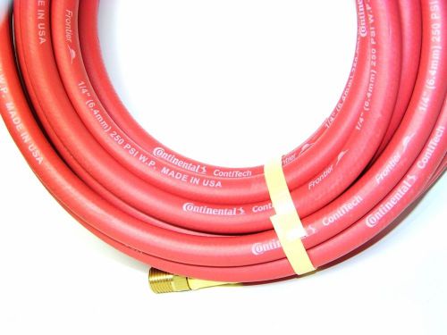 25 ft 1/4&#034; id continental red rubber  air hose 1/4&#034; npt usa for sale