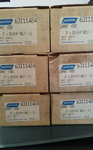 (Lot of6 Boxes) )Norton Sanding belts 3 x 23-3/4-TH - 100 GRIT