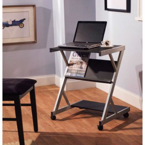 Mobile Computer Cart with Shelf, Best Seller Durable Sturdy Rugged Affordable