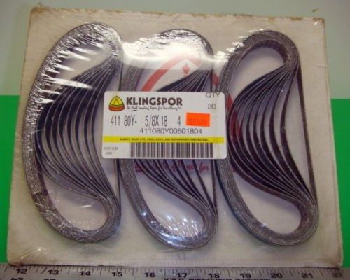 Pack of 30 Klingspor CS-411 Abrasive Belts, P/N 41180Y, 5/8&#034; X 18&#034;