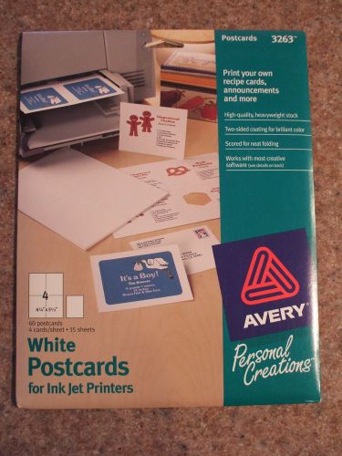 New Avery 3263 White Postcards for Ink Jet Printers 60 Cards
