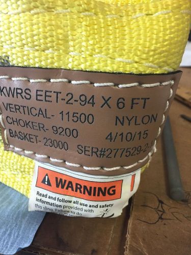 KWRS EET 2-94 X 6FT Polyester/Nylon Lifting Sling Strap  USA