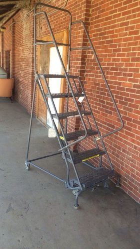 6 step industrial steel rolling stairs grey ladder for sale